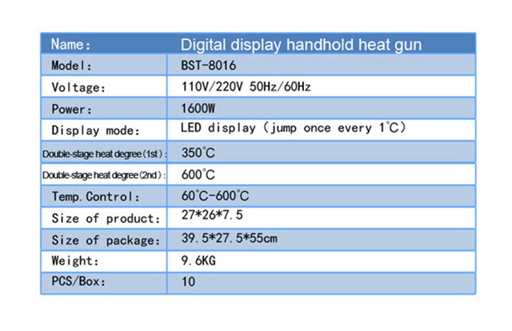 Digital Display Handhold Hot Air Gun -BGA Welding Equipment BST-8016 (1600W)